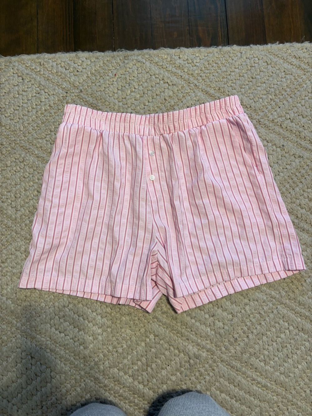 High-Waist Pink Striped Women's Shorts